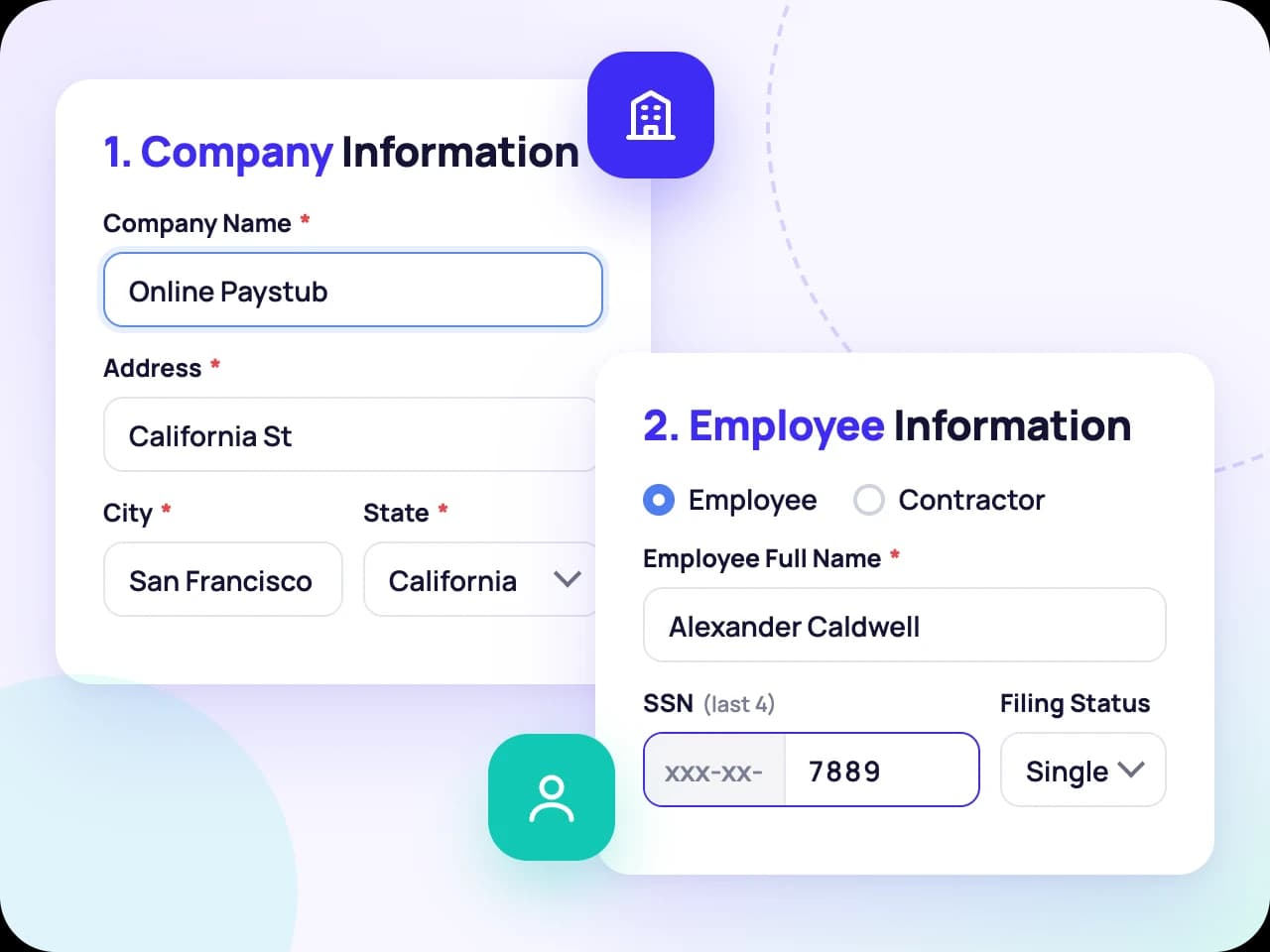 Step 1: Enter Company and Employee Details